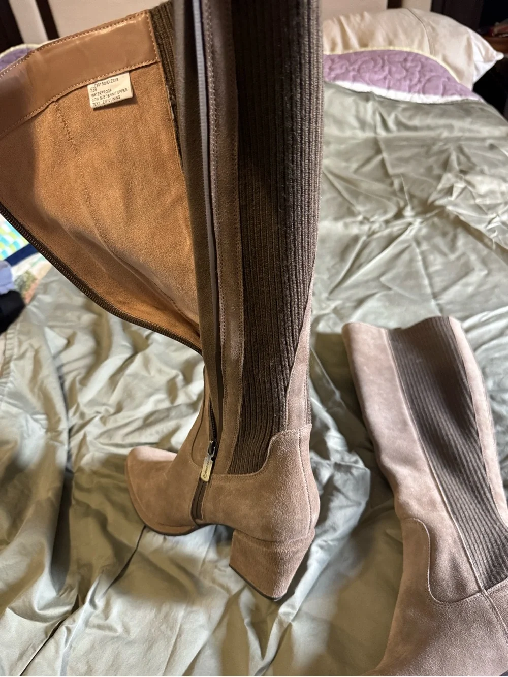 Blondo boots Over-the-Knee Suede Block Heel Boots in Taupe